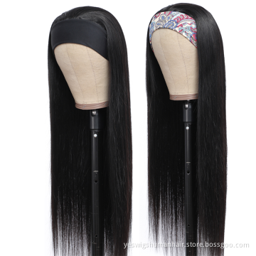 Cheap Selling Wholesale Fashion 150% Density With Headband  human hair wig natural straight hair wig for black women Human Hair